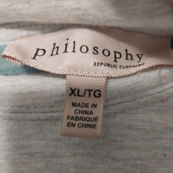 Philosophy Women's XL- Long Sleeve Sweatshirt  Grey With Embroidered Hearts - Picture 4 of 5